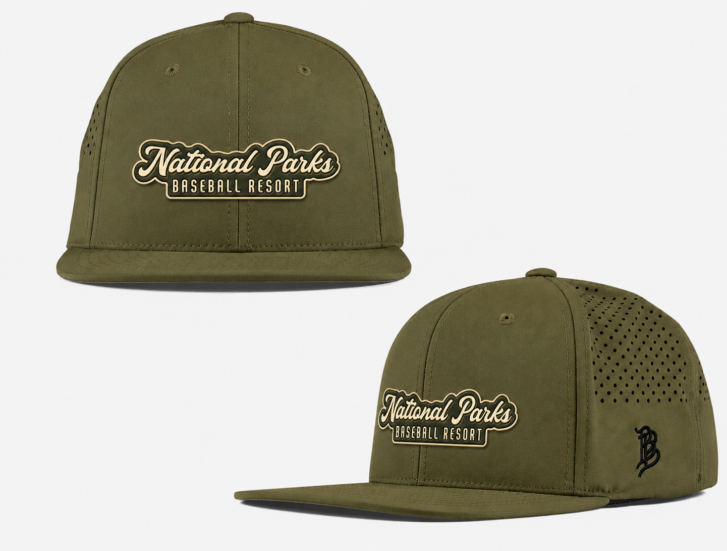 National Parks Baseball Resort Text Logo Hat - Stretch w/ Snap Back
